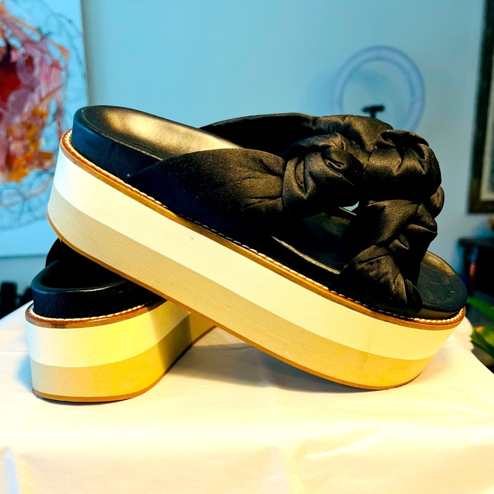 Ganni Leather Platform Slider Sandals